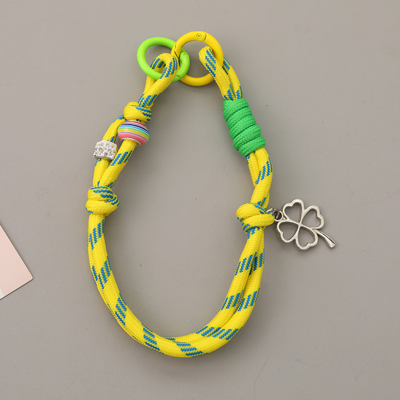 新しい四つ葉のクローバーペンダントフルダイヤモンドビーズ織り携帯電話ストラップバックパック人形装飾ペンダントキーホルダーチェーン|undefined