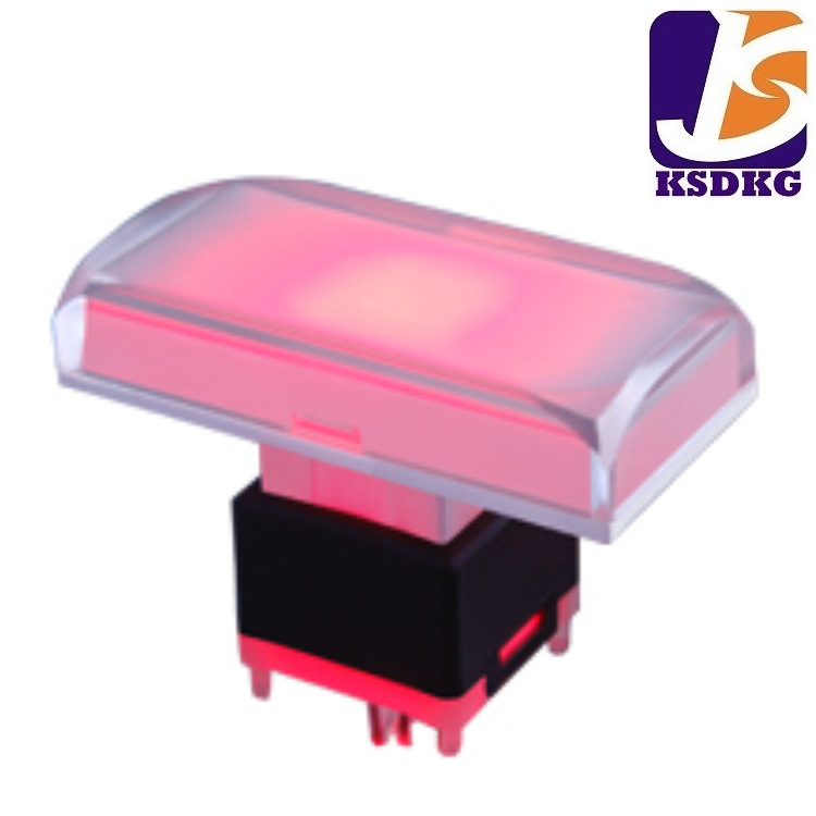 长方形按钮开关 粉色按键按钮开关 带灯按键复位开关