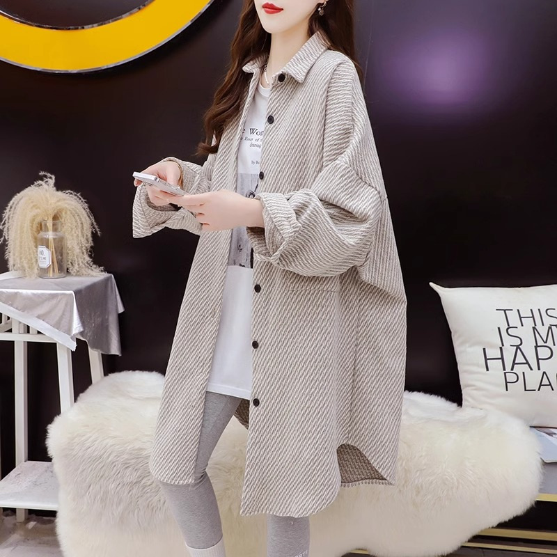 plus size Spring and Autumn Mid-length Loose Shirt Jacket plus size Spring and Autumn Mid-length Loose Shirt Jacket