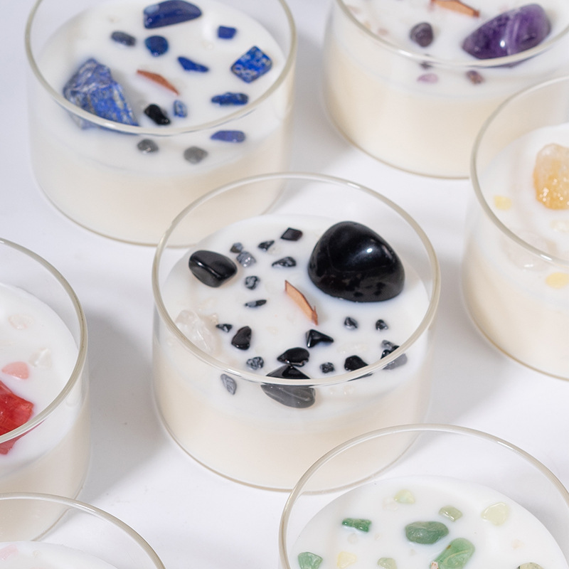 Decoraciones para dormitorio al por mayor, velas aromáticas, recuerdos creativos de cera de soja, regalos de fragancia de piedra de cristal natural, hechos a mano