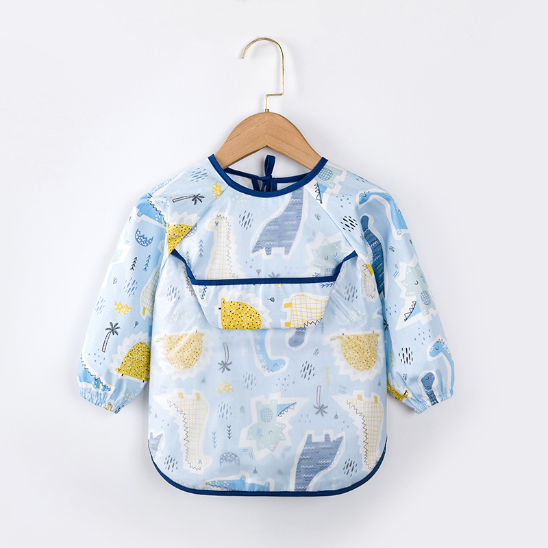 Abrigo para niños primavera y otoño impermeable de manga larga anti-vestirse bebé comiendo ropa delantal niños babero ropa protectora con babero