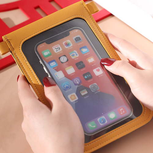  New Women's Fashion Lock Buckle Crossbody PU Leather Touch Screen Mobile Phone Wallet Women's Retro Student Buckle Small Purse 