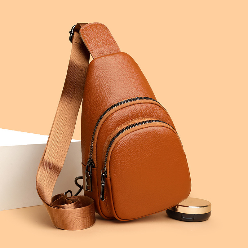 Cross-Border Genuine Leather Chest Bag for Women 2025 New Style Versatile Retro Single Shoulder Crossbody Bag Simple First Layer Cowhide Women's Bag Cross-Border Genuine Leather Chest Bag for Women 2025 New Style Versatile Retro Single Shoulder Crossbody Bag Simple First Layer Cowhide Women's Bag