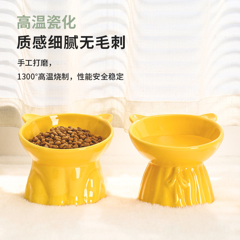 Cuenco lindo del gato barbilla de cerámica anti-negro inclinado protección del cuello del pie del gato de la cuenca del gato tazón de fuente de bebida del animal doméstico tazón de comida anti-golpe