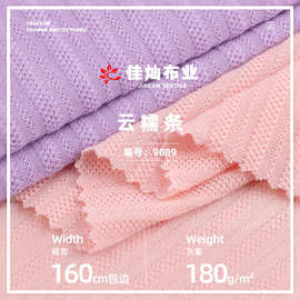 云糯条提花面料 180g全涤针织透气孔网眼布 春夏上衣时装针织布料