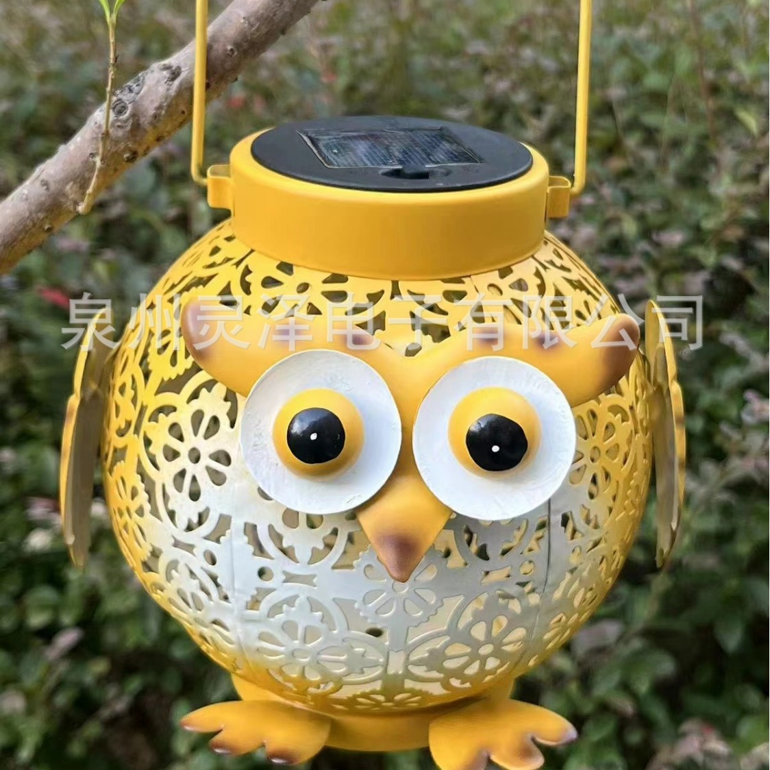 New Amazon cross-border owl wrought iron solar garden lights outdoor decorative atmosphere lights hollow landscape lights