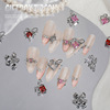 Small bell with bow, silver three dimensional nail decoration, internet celebrity, light luxury style, wide color palette