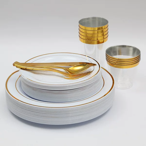 Disposable Bronzing Plastic Solid Plate Western Party Thickened Plate Outdoor Travel Disposable Tableware Wholesale