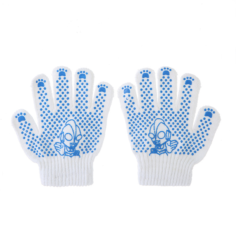 White working gloves show panda dot glue gloves tug-of-war fitness game dot plastic gloves children's protective gloves