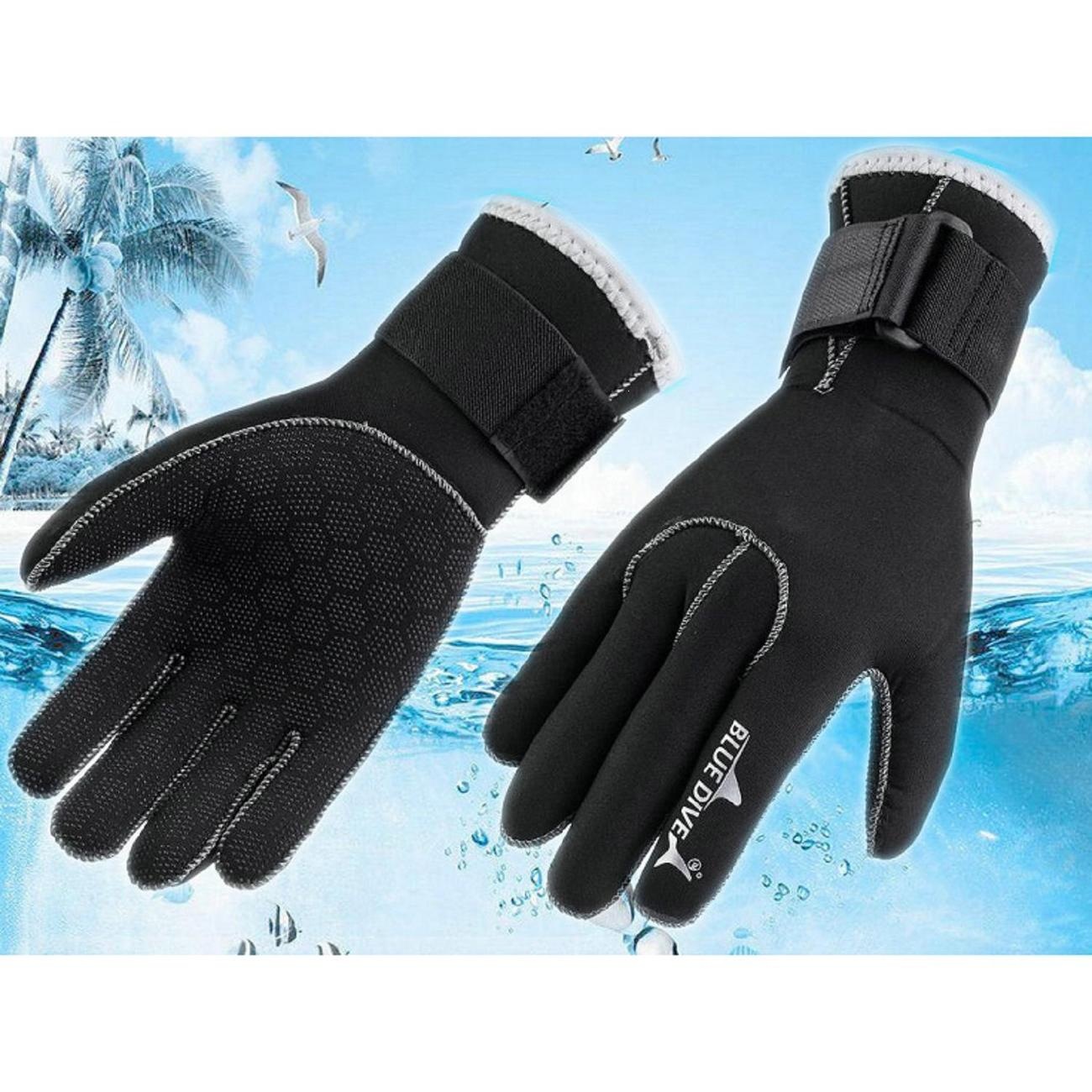 Diving gloves, cut-resistant, for diving and snorkeling, unisex, warm, puncture-proof, non-slip, 3M work protection, black
