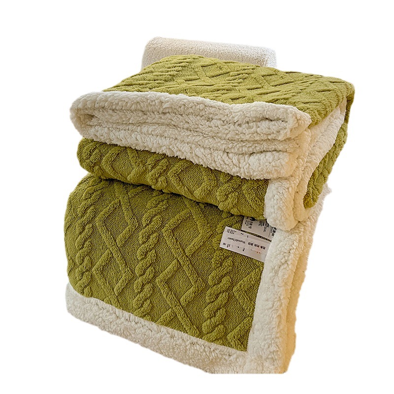 Manta de doble capa de cachemira y tafetán exclusiva transfronteriza, manta individual y doble cálida para otoño e invierno, manta de lana gruesa