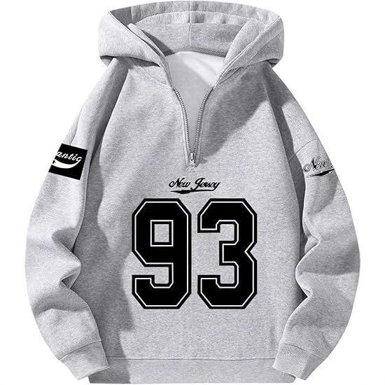 Sweatshirt Autumn Fashion Letter Print Hooded Sweatshirt Casual Men's and Women's Wide Quarter Zipper Loose Hoodie Sweatshirt Autumn Fashion Letter Print Hooded Sweatshirt Casual Men's and Women's Wide Quarter Zipper Loose Hoodie