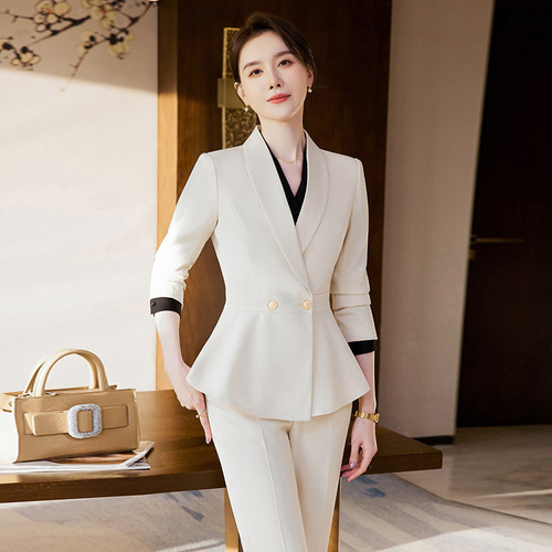 Red suit suit, high-end autumn and winter women's spring professional temperament work clothes, host annual meeting formal jacket