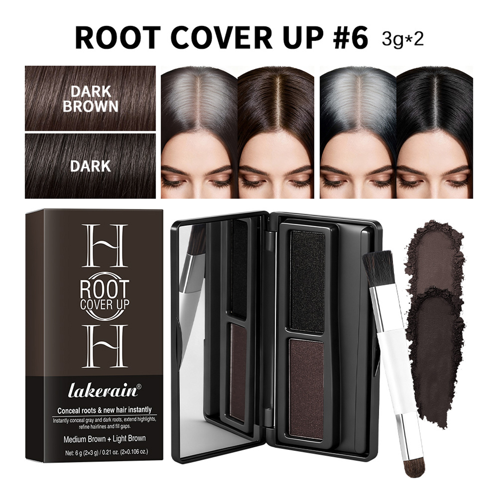 Polvo Retocador de Línea del Cabello, Complemento de Color, Denso y Esponjoso, para Raíces y Línea del Cabello