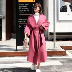 韓国版の新型秋冬の両面の手はカシミヤのコートの女性を縫います。
