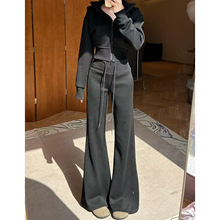 lulu同款微喇叭裤女秋冬2025新款高腰显瘦加绒卫裤休闲美式运动裤