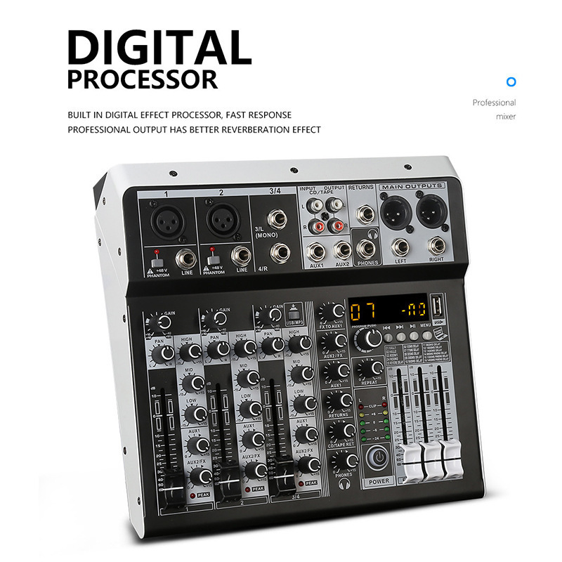 KP4 KP6 professional 4-way 6-way mixer DSP effect live broadcast mobile phone sound card computer recording stage performance