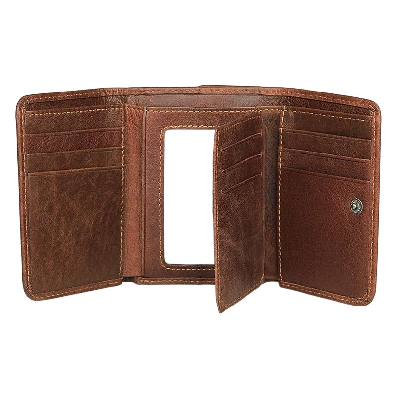 Jiameda European and American Retro Genuine Leather Men's Wallet Cowhide Vertical Wallet RFID Anti-theft Brush Multi-card Gold Clip
