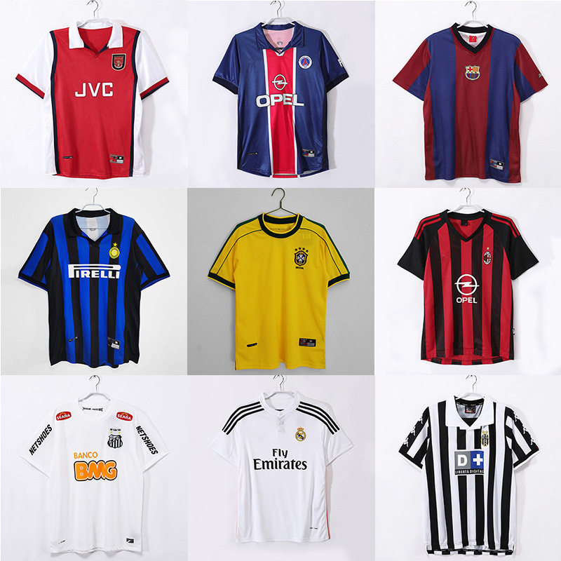 Vintage Jerseys Real Madrid Inter Milan Arsenal Barcelona Juventus Ac Milan Paris Spain Football Sportswear Dropshipping Service Available