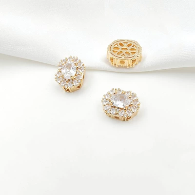Zərgərlik ara hissələri: Zircon Round Square Four-Leaf Flower - style-6-white-zirconium-125156mm-gold