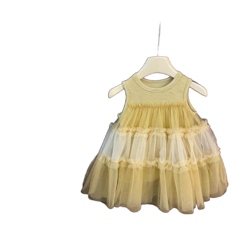 [Siete de limón salado] ¡Leche! Falda de hada de bebé de estilo de vacaciones Ropa para niños coreanos Falda de princesa de malla con orejas de madera