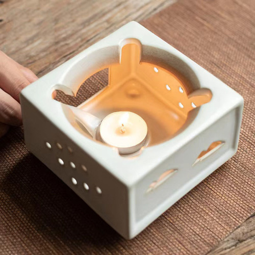 Antique Yuebai Japanese-style candle tea making electric ceramic stove kettle light luxury flower tea fruit tea tea maker heat-resistant lifting beam kettle