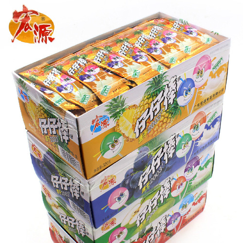 Honyuan Baby Pop Fruit Mix Flavor Internet Pop Candy Childhood Candy Childhood Snack 24 Boxes/Case