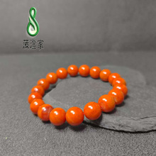 菠澄天然南红散珠diy满肉原矿火焰柿子红南红老型珠手串圆珠散批