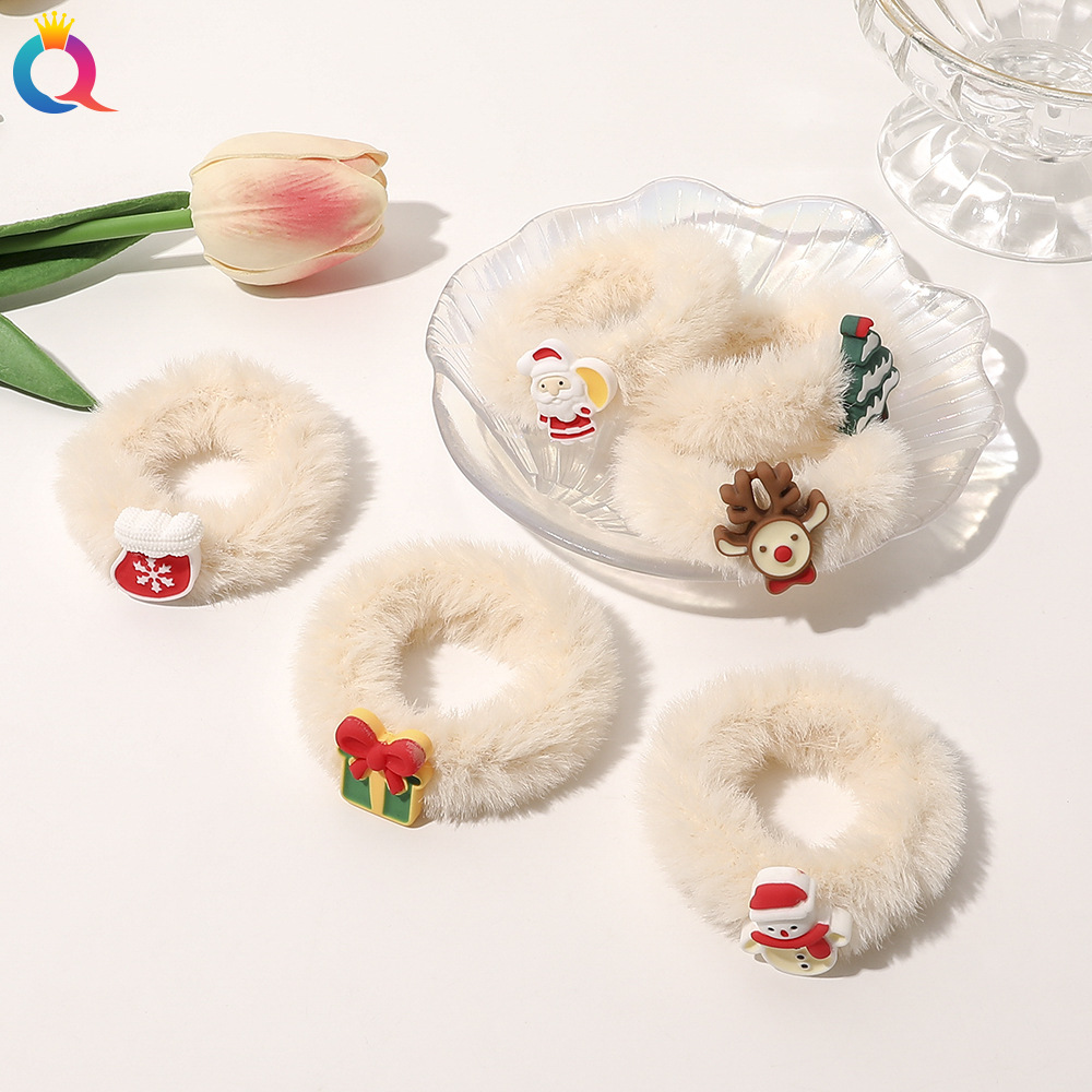 Christmas gift Christmas headdress plush large hair band high-grade hair tie ins large ring_voghion.com