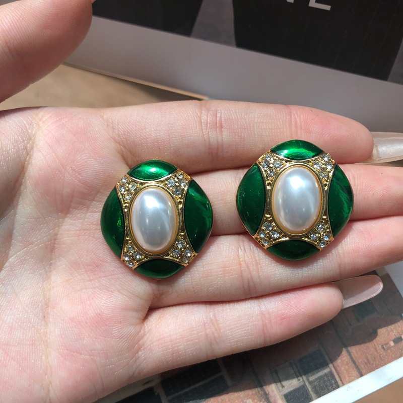 Geometric Pattern Women's Gender Wholesale Jewelry Elegant Lady Simple Style Geometric Alloy Artificial Pearls Zircon Inlay Earrings Necklace