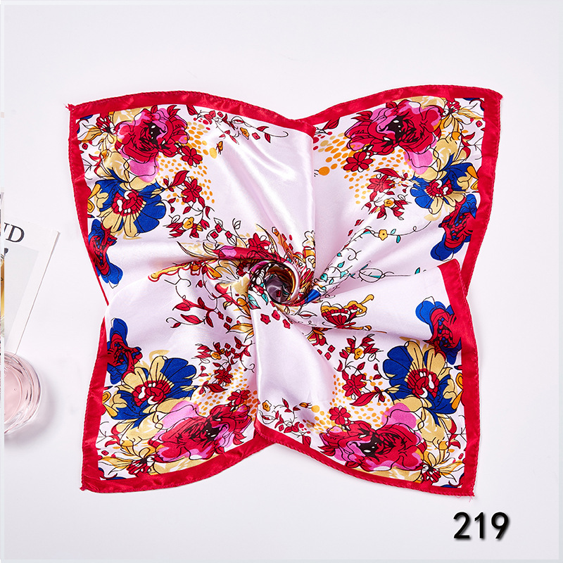 35g Weight Silk Scarf Classification Office, Daily Occasion Satin Cloth Material Star, Flower Pattern Spring&Summer Season Women's Gender Printing Design Elegant Style Women's Elegant Star Flower Satin Cloth Printing Silk Scarf 15