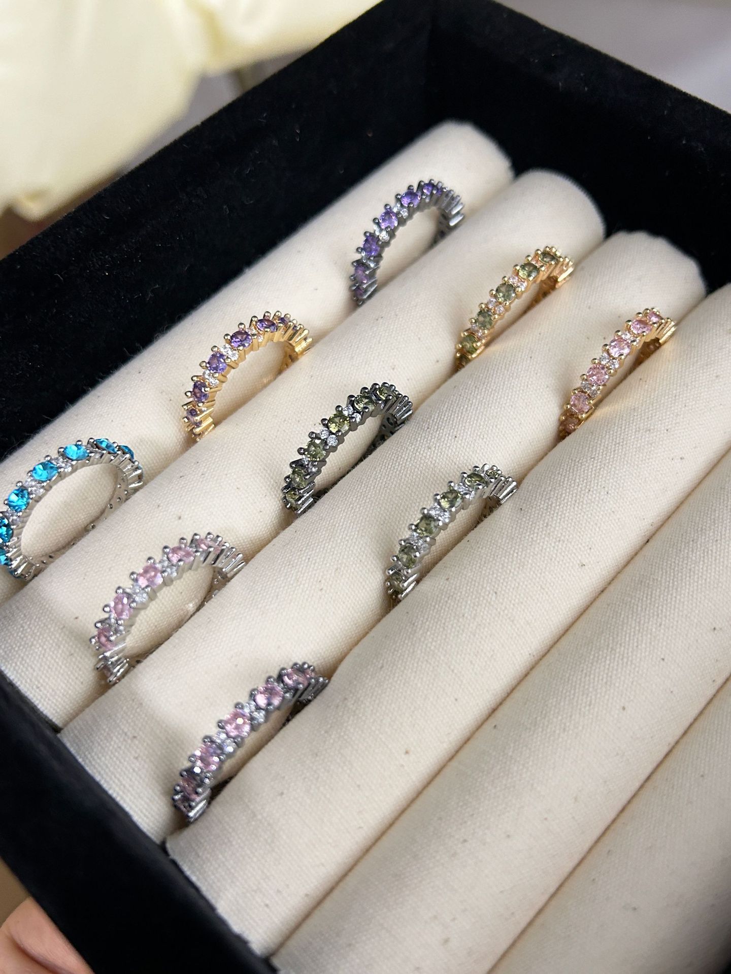 Anillo mahjong de plata de ley 925 con circonitas para mujer_voghion.com