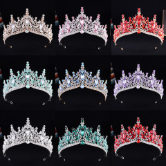 欧米の満ドリルの花嫁の王冠のバロックの美しいカラーのダイヤモンドの王冠の王女の誕生日の頭飾りの花嫁の装飾品