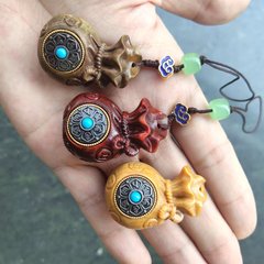 Green Sandalwood Carving Money Turning, Good Fortune Bag Six Character Mantra Hand Pendant Small Hangings Gift Craftsmanship Gift