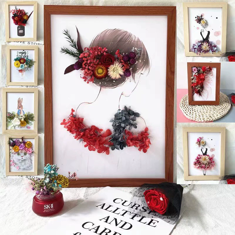 Ручной работы Творческий трехмерный сушеный цветок фоторамка наклейка материальный пакет Творческий салон пакет ручной работы набор столов для Вечной жизни