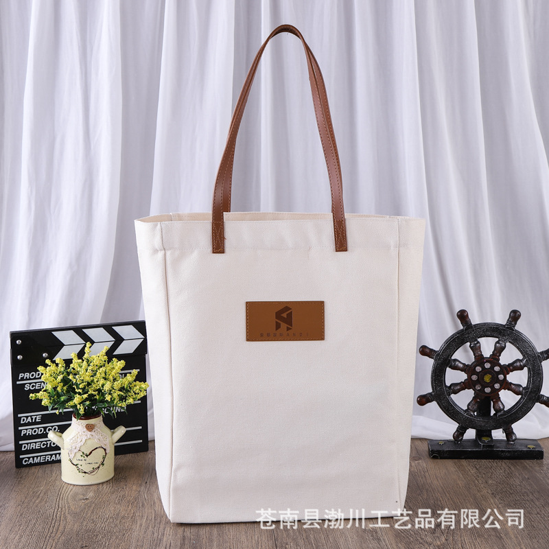 小红书推荐时尚皮手提帆布包  可添加皮logo 皮标