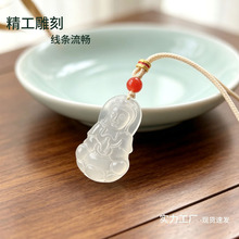 新中式玉髓吊坠冰透白冰观音佛玉挂件教师节礼品平安扣红玛瑙项链