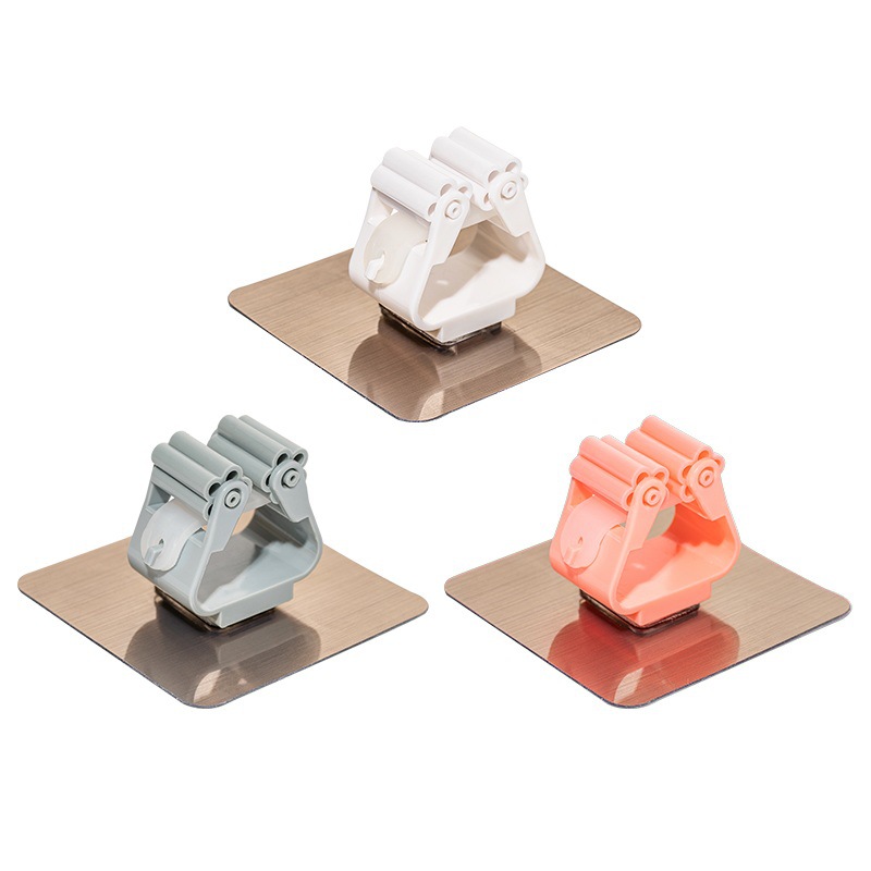 Fuerte fregona clip gancho rack pegatinas sin costuras al por mayor fregona rack Punch-libre pared colgante fregona hebilla titular