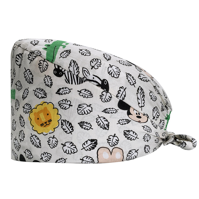 Gorro quirúrgico de algodón puro de las mujeres impreso ajustable calabaza tapa confinamiento quimioterapia a prueba de polvo puntera enfermera trabajo sombrero hombres
