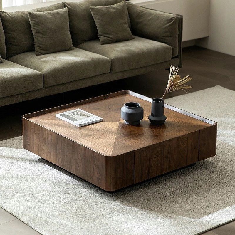 New Coffee Table Modern Minimalist Storage Living Room New Chinese Style Bedroom Square New Solid Wood Coffee Table