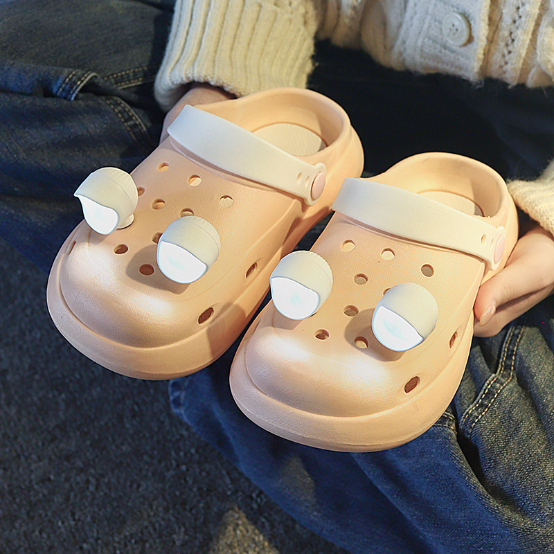 Explosive Baotou Cave Shoes Cool Luminous Indoor and Outdoor Wear Simple High Face Value Lazy Dopamine Slippers for Women