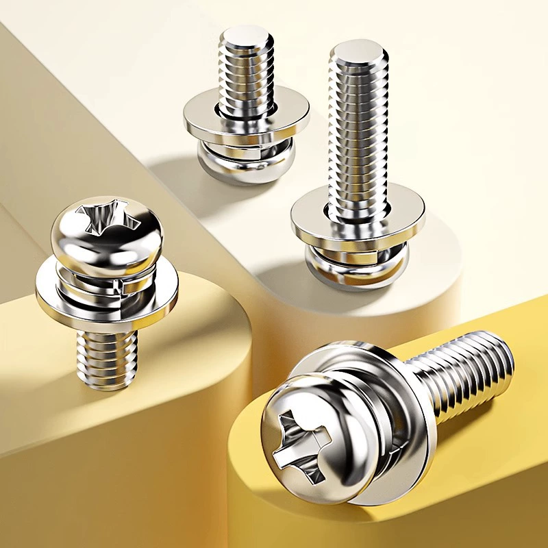 Никелированная круглая головка три комбинированные винт диск крестовый винт винт с плоской накладкой M2M2.5M3M4M5M6M8