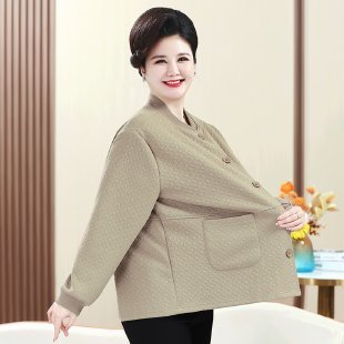 200斤のお母さんの秋の服のコートの特体の大きいサイズの中高年の婦人服の太っている奥さんのカジュアルな春と秋の服のジャケット|undefined