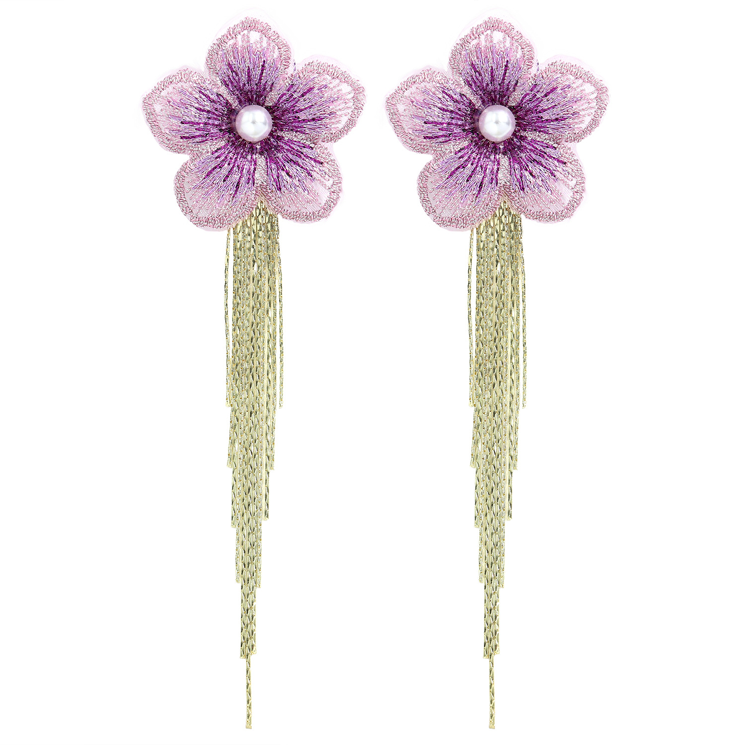 Korean Mesh Fabric Flower Earrings display picture 21