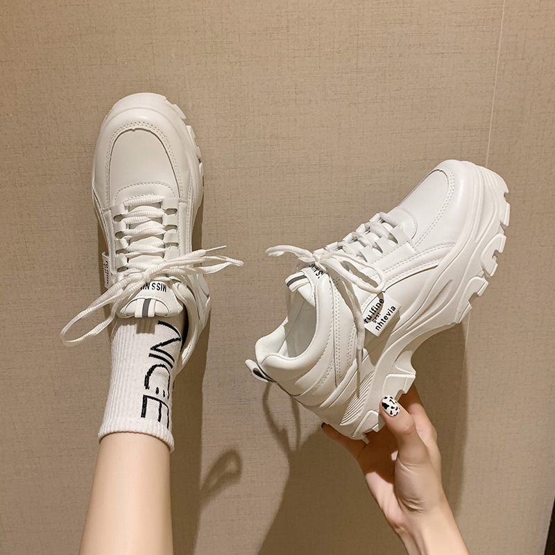 New Thick-Soled Height-Increasing Women's Shoes, Trendy Large Size 41-43 Dad Shoes for Female Students, Versatile Sports and Casual Shoes
