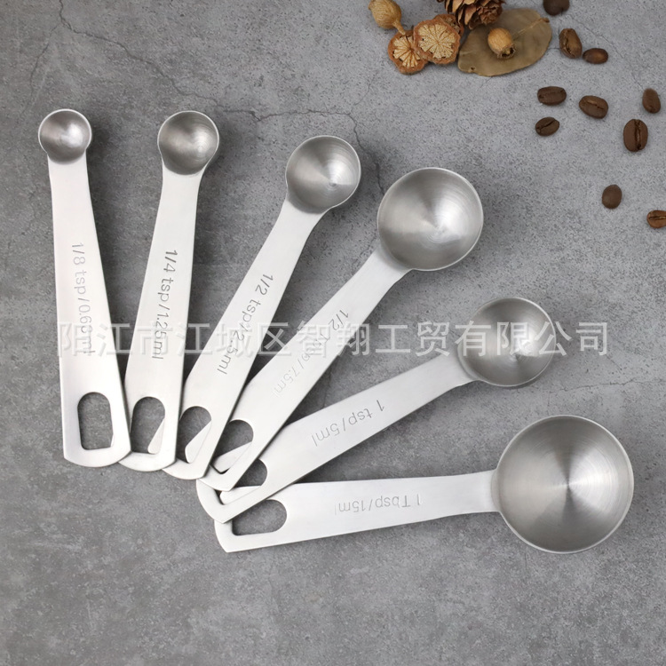 Cucharas Medidoras con Escala Juego de 6 Piezas de Acero Inoxidable 304 para Café y Repostería