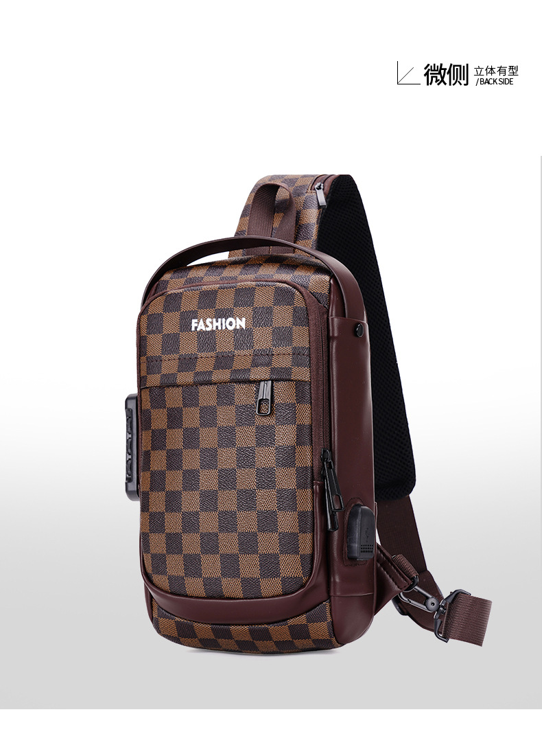 Men's chest bag, crossbody bag, anti-theft password lock, single-shoulder backpack, best-selling water-resistant storage bag, outdoor chest bag undefined