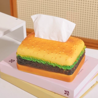 汉堡纸巾盒潮玩卡通创意美式复古客厅抽纸盒家用趣味装饰品摆件礼