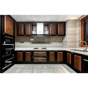 Whole House New Chinese Kitchen Integrated Cabinets Open Lu-Shaped Solid Wood Kitchen Decoration Integrated Design