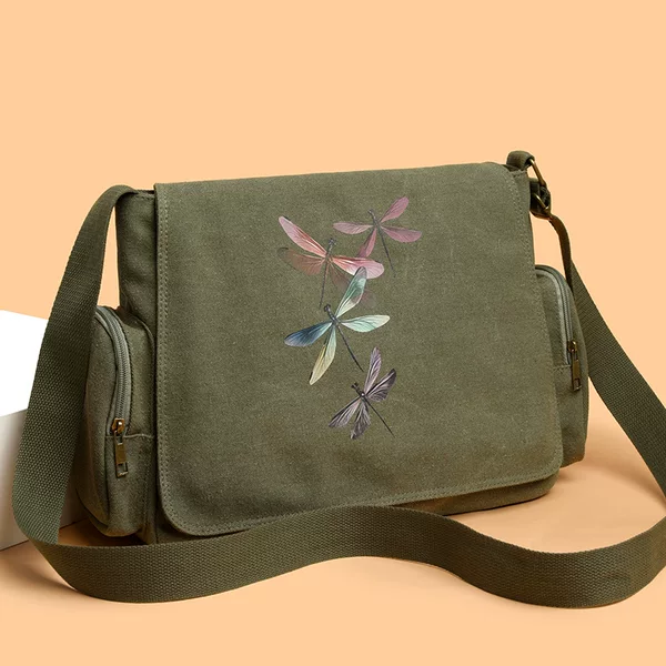 Cross-Border Popular Kitten Dragonfly Pattern Shoulder Bag Large Capacity Crossbody Bag Postman School Bag Crossbody Bag New and Practical